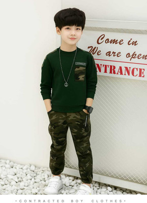 Rukku Boys Casual T-shirt Track Pants(GREEN)