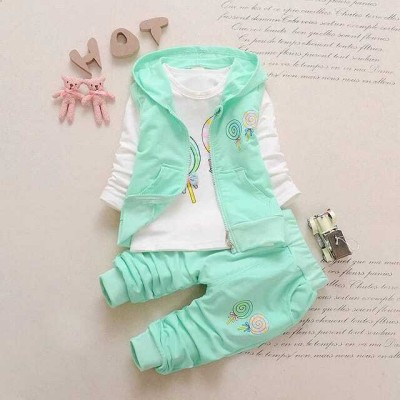 KGN COLLECTION Baby Girls Party(Festive) Track Pants Top(SEA GREEN)