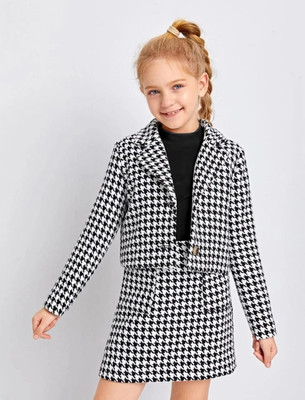 BLOOD PANTHER Girls Party(Festive) Blazer Skirt, T-shirt(Black)