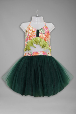 Anneca Baby Girls Party(Festive) Top Skirt(Orange, Dark Green)