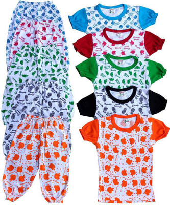 SHINING4 Baby Girls Casual T-shirt Track Pants(multicolour)