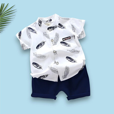 StyleDust Baby Boys & Baby Girls Casual Shirt Shorts(MORPANKH_WHITE_BLUE)
