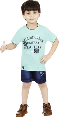 Zadmus Kids Boys Party(Festive) T-shirt Shorts(Blue)