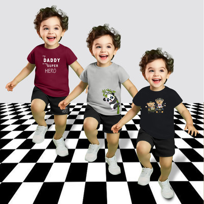 MGRS Baby Boys Casual T-shirt Shorts(Multicolor-1)