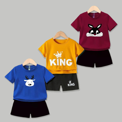 Mitansh Baby Boys & Baby Girls Casual T-shirt Shorts(Multicolor)