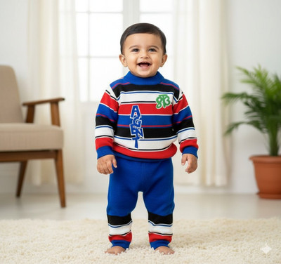 MS BROTHERS Solid Round Neck Casual Baby Boys & Baby Girls Red Sweater