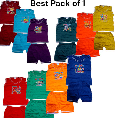 VISION INDIA CO Baby Boys & Baby Girls Casual T-shirt Shorts(Multicolor)