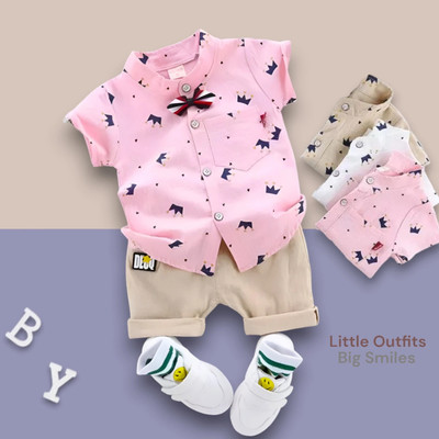 StyleDust Baby Boys & Baby Girls Casual Shirt Shorts(ROYALTAJ_PINK)