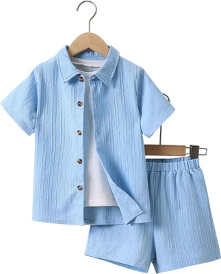 misha enterprise Boys Casual Shirt Shorts(Light Blue)