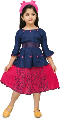 CHANDRIKA LIFESTYLE Girls Party(Festive) Top Skirt(Pink)