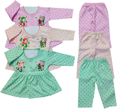 Shreesai Baby Girls Casual Dress Pyjama(PINK)