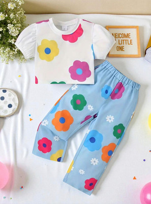 HouseOfCommon Baby Girls Casual Top Pyjama(Multicolour)