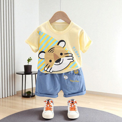 Delta Fashion Baby Boys & Baby Girls Casual T-shirt Pant(Yellow, Blue)