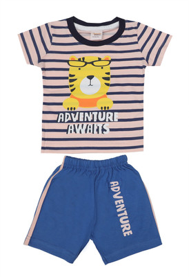 happiee bears Baby Boys Casual T-shirt Shorts(Peach)