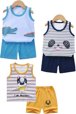 KIDSCUTE Boys Casual Vest Shorts(Multicolor)