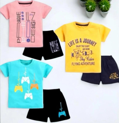 STYKS Baby Boys & Baby Girls Casual T-shirt Shorts(Multicolor)