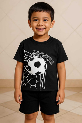 STYLESHIVAM Baby Boys & Baby Girls Casual T-shirt Pant(Black)