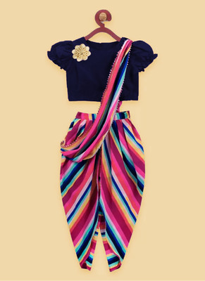 DENJIM FASHION Girls Party(Festive) Top Dhoti Pant(Navy Blue)