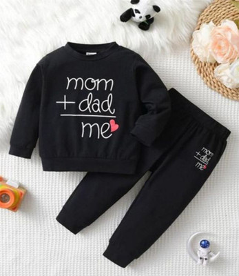 HEYDALS Baby Boys & Baby Girls Casual T-shirt Track Pants(Black)