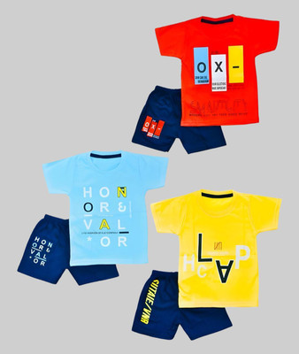 NEW TRINATH HOSIERY Baby Boys & Baby Girls Casual T-shirt Shorts(Multicolor)