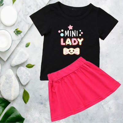 KIDDY STAR Girls Casual T-shirt Skirt(049_Black)