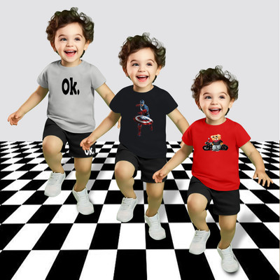 MGRS Baby Boys Casual T-shirt Shorts(Multicolor-8)