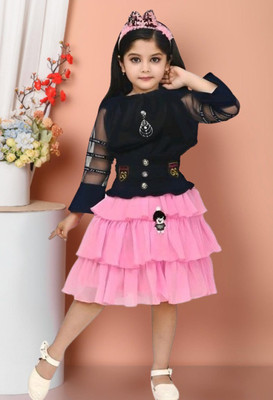 Hipposippo Baby Girls Party(Festive) Top Skirt(BLACK,PINK)