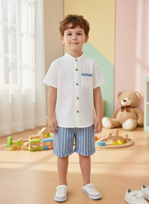 SEFVONA Boys Party(Festive) Shirt Shorts(WHITE, SKY BLUE)