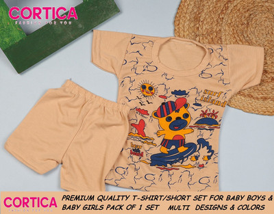 cortica Baby Boys & Baby Girls Casual T-shirt Shorts(Multicolor)