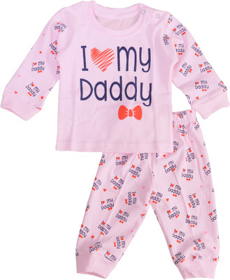 THE LITTLE BOY Kids Nightwear Baby Boys Printed Cotton Blend(Pink Pack of 1)