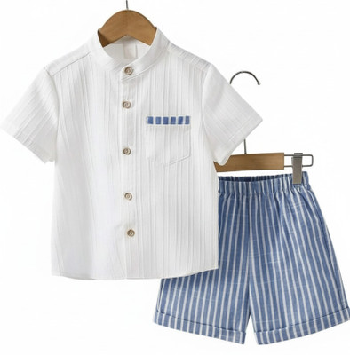 SEFVONA Boys Party(Festive) Shirt Shorts(WHITE, SKY BLUE)
