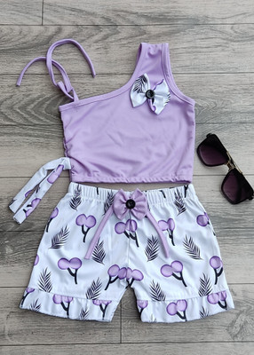 JAIMASTRAM FASHION Baby Girls Casual Top Shorts(LAVENDER)