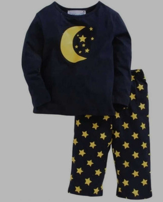 JS TREND Baby Boys & Baby Girls Party(Festive) T-shirt Pant(NAVY BLUE, NAVY BLUE)