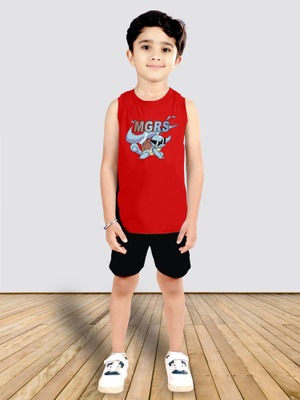 MGRS Baby Boys Casual T-shirt Shorts(Red)