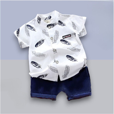 StyleDust Baby Boys & Baby Girls Casual Shirt Shorts(MORPANKH_WHITE-BLUE)