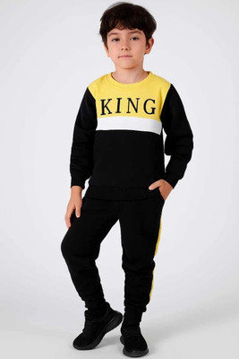 IFW Boys Casual T-shirt Track Pants(Black)