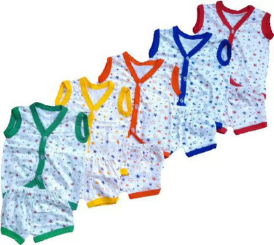 Fassify Baby Boys & Baby Girls Casual T-shirt Dress, Shorts(WHITE PRINTED JERSEY)