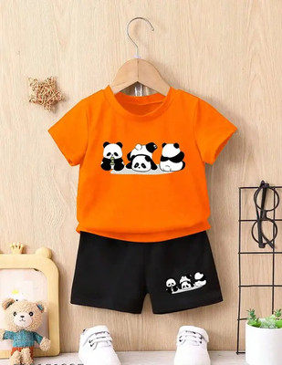 IESHNE LIFESTYLE Boys Casual T-shirt Shorts(Orange)