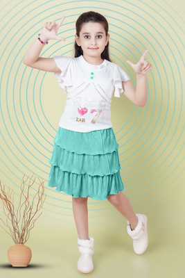 SHINYTHREADS Girls Casual Top Skirt(SEA GREEN)
