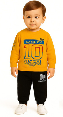 STYLESHIVAM COLLECTION Baby Boys & Baby Girls Casual T-shirt Pant(Yellow/Black)