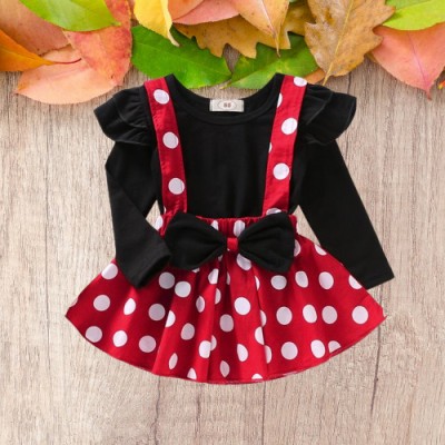 Fabmytra Baby Girls Party(Festive) Top Skirt, Bow Tie(Red)