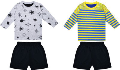 Biffy and Luffy Boys Casual T-shirt Shorts(Yellow Grey)