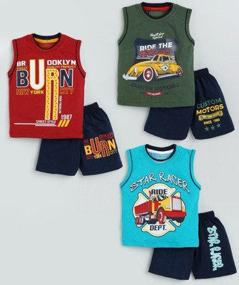 NEW TRINATH HOSIERY Baby Boys & Baby Girls Casual T-shirt Shorts(Multicolor)