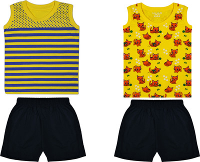 Biffy and Luffy Boys Casual T-shirt Shorts(Yellow)