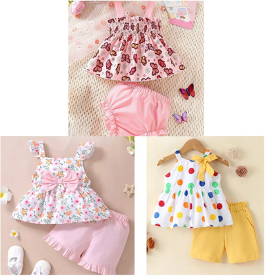 FOSEN Baby Girls Casual Top Pant(YELLOW, pink, pink)