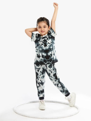 Pink Angel Boys & Girls Pluto Casual T-shirt Track Pants(Black)