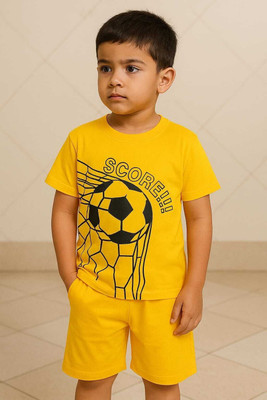 STYLESHIVAM Baby Boys & Baby Girls Casual T-shirt Pant(Yellow)