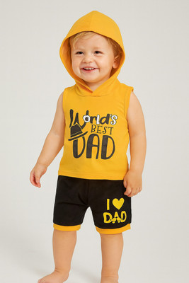 Cutevibe Baby Boys & Baby Girls Party(Festive) T-shirt Shorts(Yellow Gold)