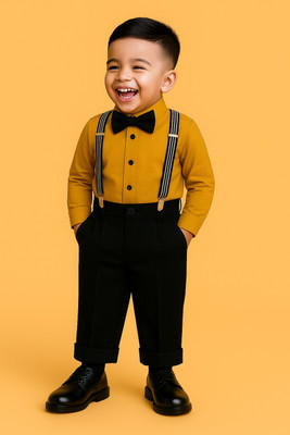 Bleckz Someck Boys Party(Festive) Shirt Pant(Yellow)