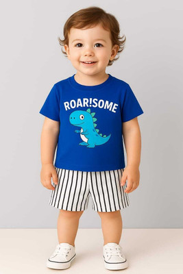 CALCUTTA FASHION Baby Boys & Baby Girls Casual T-shirt Shorts(Blue White)